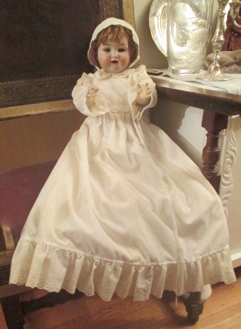xxM964M Exquisite 1930s Ivory and Lace Christening Gown - Long Sleeve -